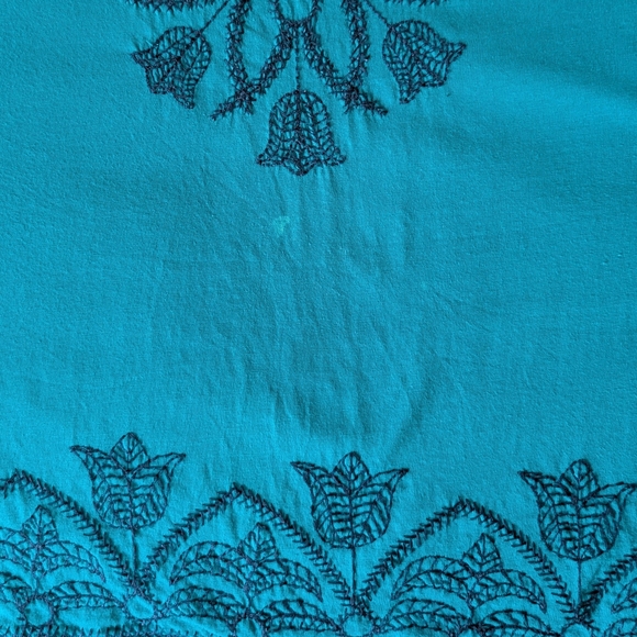 Embroidered Teal Long Sleeve Top - Picture 6 of 6